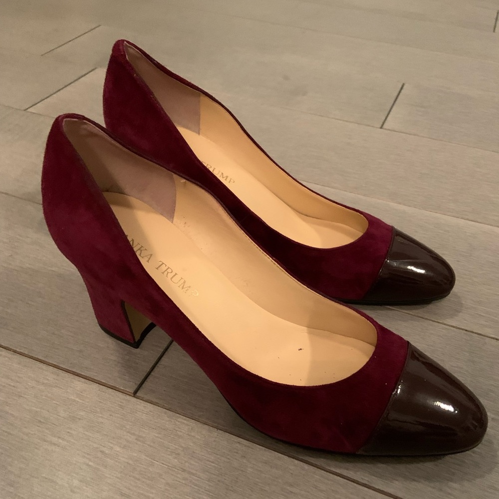 Ivanka Trump Maroon Suede Heels (2.5 inch heel)